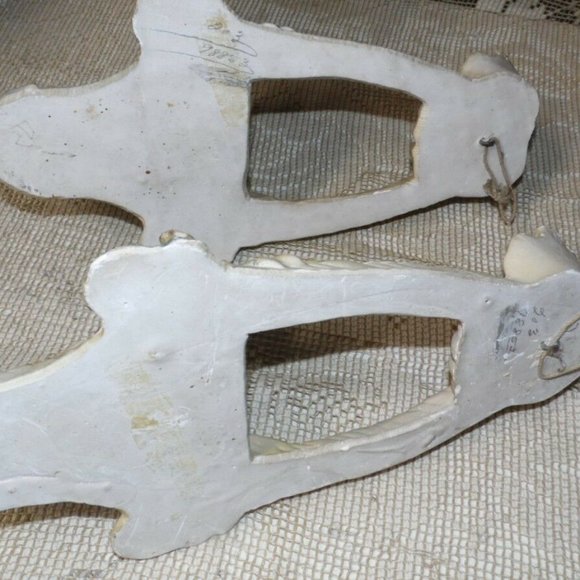 VINTAGE CHALK WALL POCKETS SET FLORAL BASKETS DESIGN CARNIVAL PRIZE 30'S 40'S - Picture 7 of 8